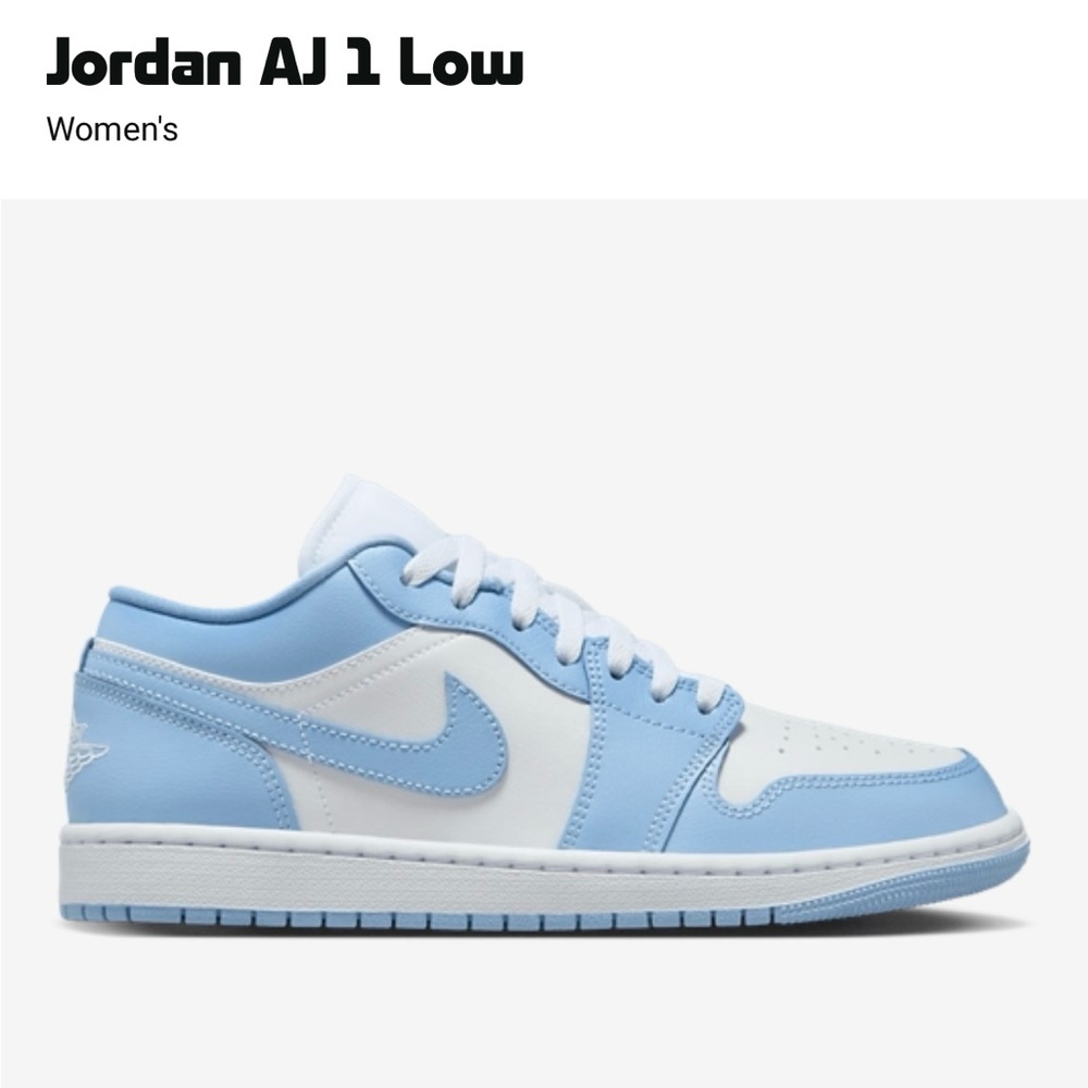 Women’s Nike Air Jordan 1 Low Shoes (Baby Blue, Size 7)